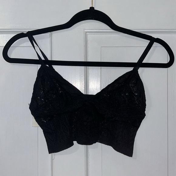 American Eagle By Aerie Real Power Wireless Push Up Paisley Lace Black Bra NEW - Picture 4 of 8